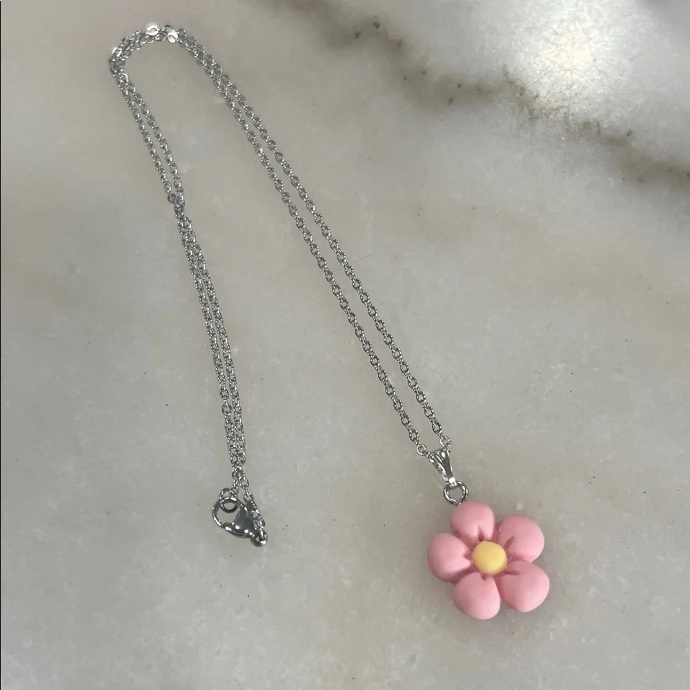 Pink Flower Pendant Necklace